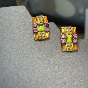 Heidi Daus Vintage Elegant Multicolor Crystal Earrings